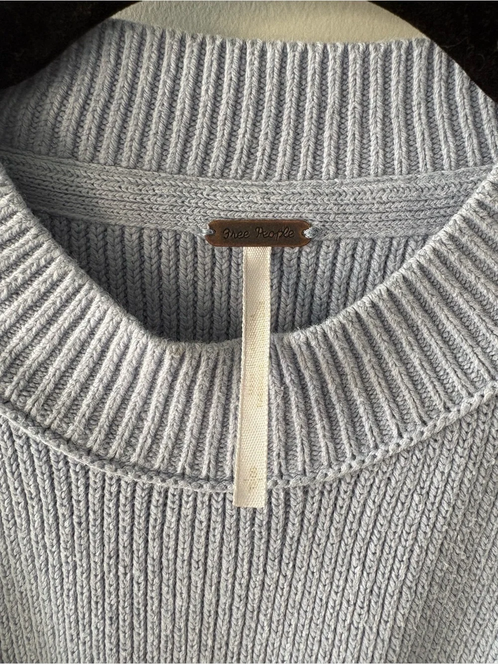 Free People Easy Street Tunic Sweater Light Blue Ribbed Mockneck Small
